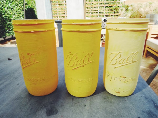 Yellow distressed mason jars