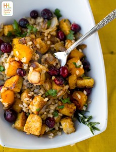 Butternut Squash, Maple Tempeh, Cranberry Brown Rice Bowl