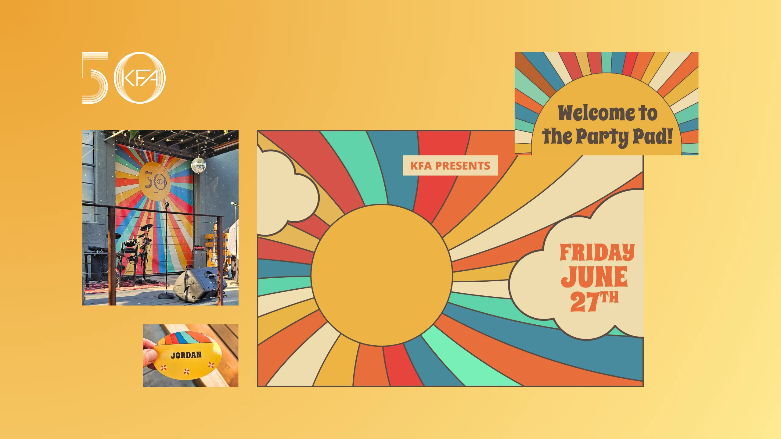 Kfa50 anniversary case study signage print graphic design