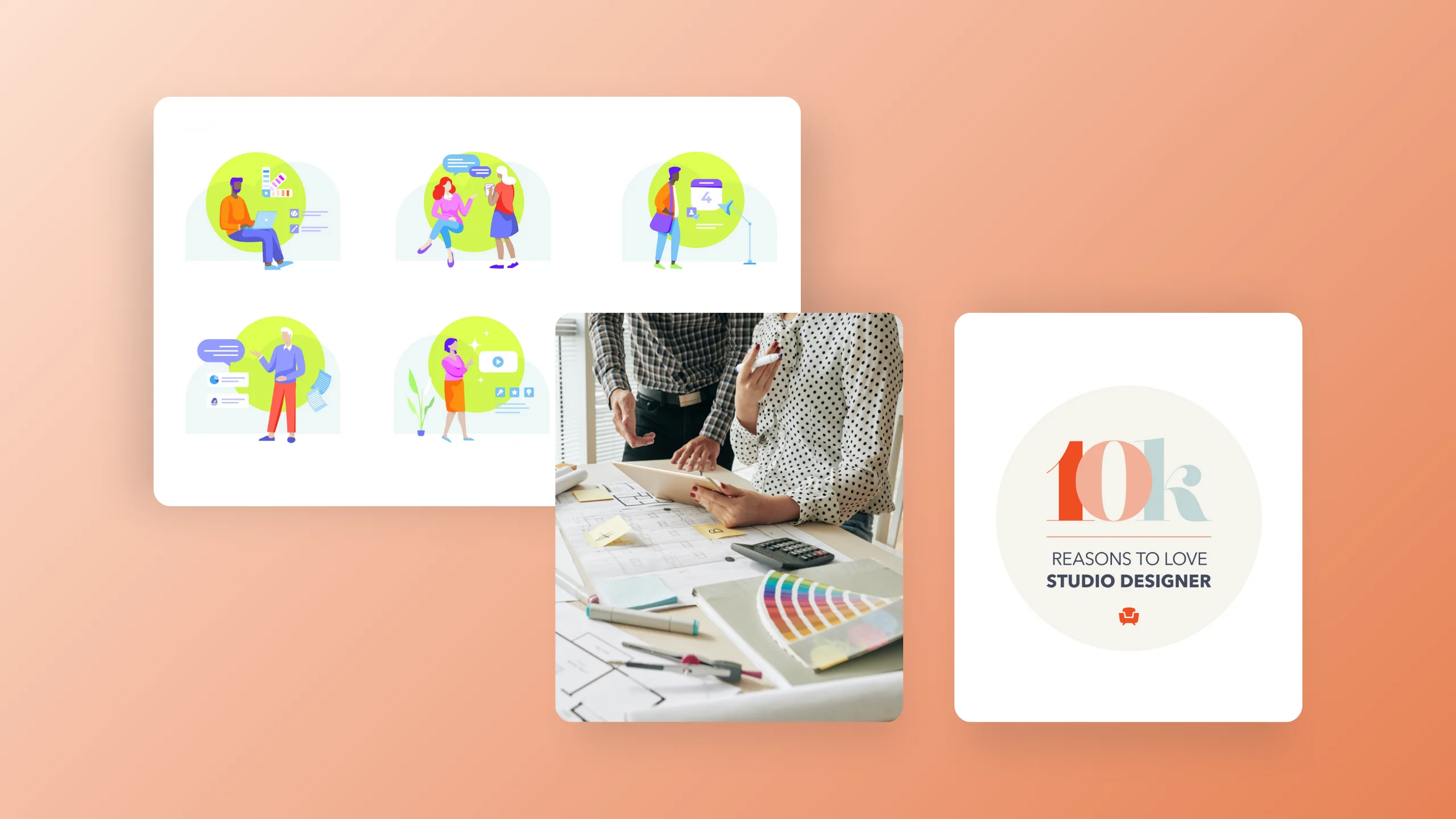 Studio designer graphic design icons illustrations services