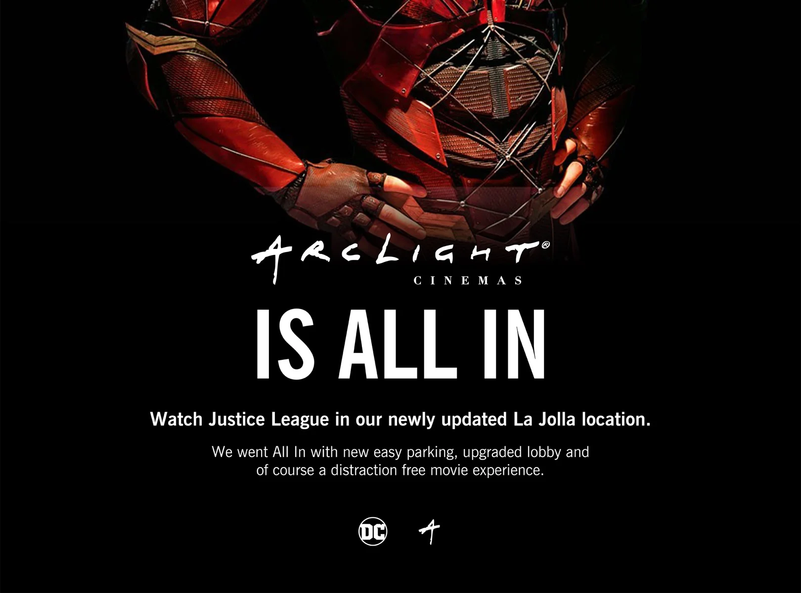 Dc justice league arclight cinema graphic design promotional